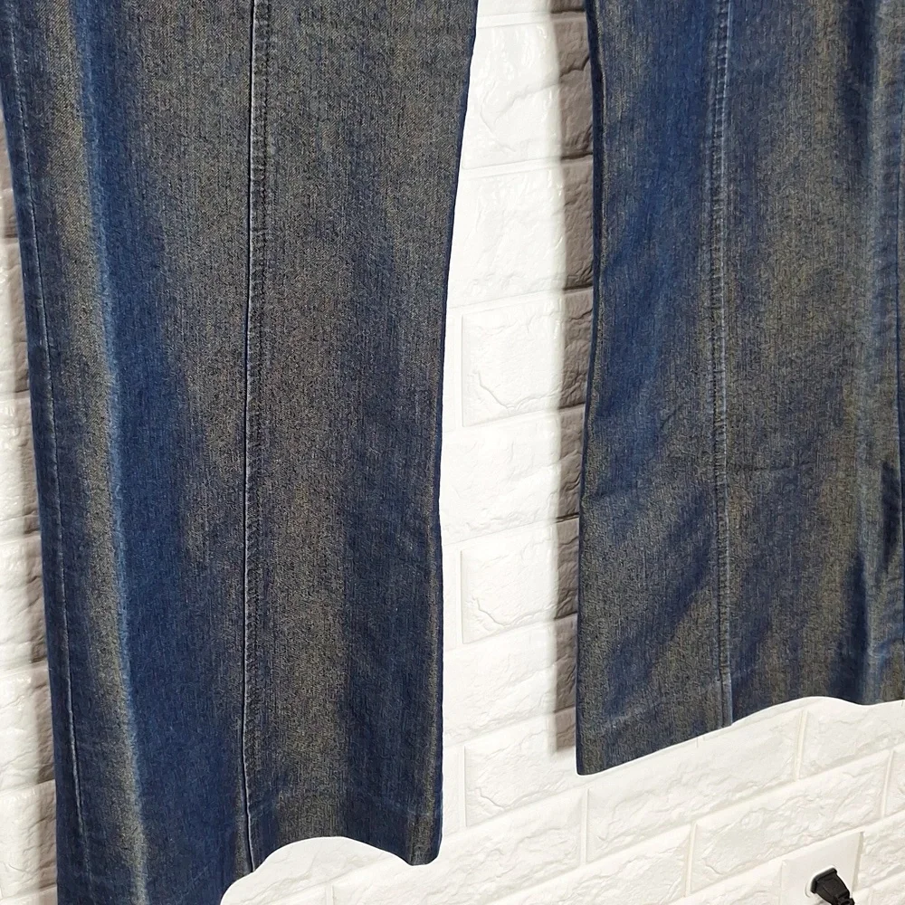 BANANA REPUBLIC Y2K Vintage Metallic Bell Bottom Flare Jeans No Front Wa… - Picture 3 of 9